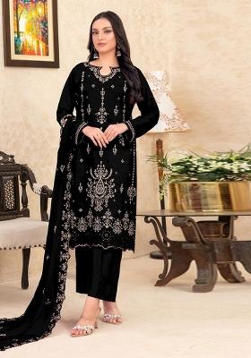 Black Embroidered Velvet Pakistani Suit