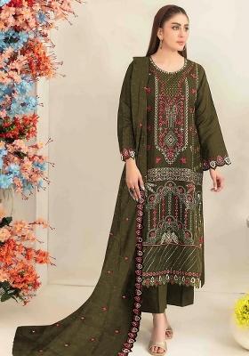 Mehendi Embroidered Silk Blend Salwar Kameez
