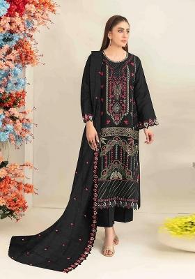 Black Embroidered Silk Salwar Kameez