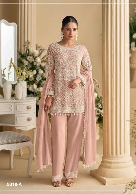 Peach Embroidered Georgette Co Ord Set