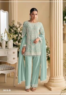 Sky Blue Embroidered Georgette Co Ord Set