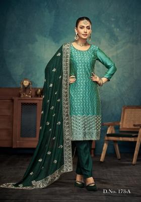 Light Green Embroidered Silk Blend Salwar Kameez