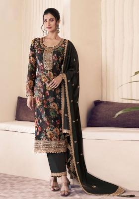 Black Embroidered Silk Salwar Kameez