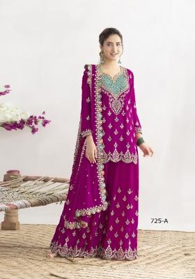 Purple Embroidered Silk Blend Salwar Kameez