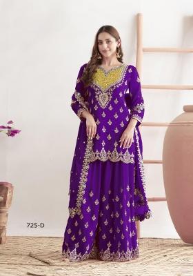 Violet Embroidered Silk Salwar Kameez
