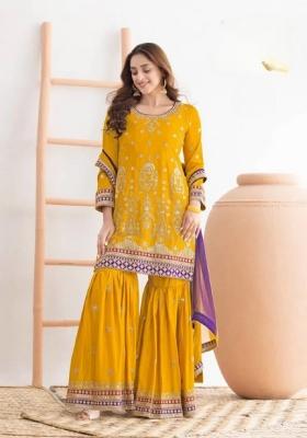 Yellow Embroidered Silk Salwar Kameez