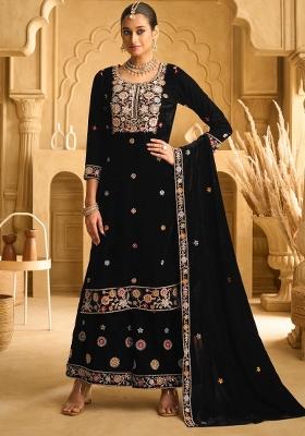 Black Embroidered Velvet Salwar Kameez