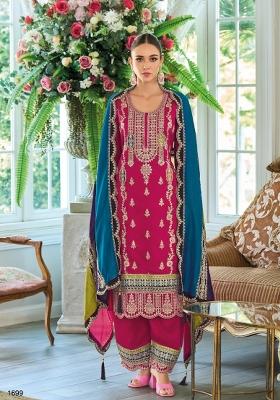 Pink Embroidered Silk Blend Salwar Kameez