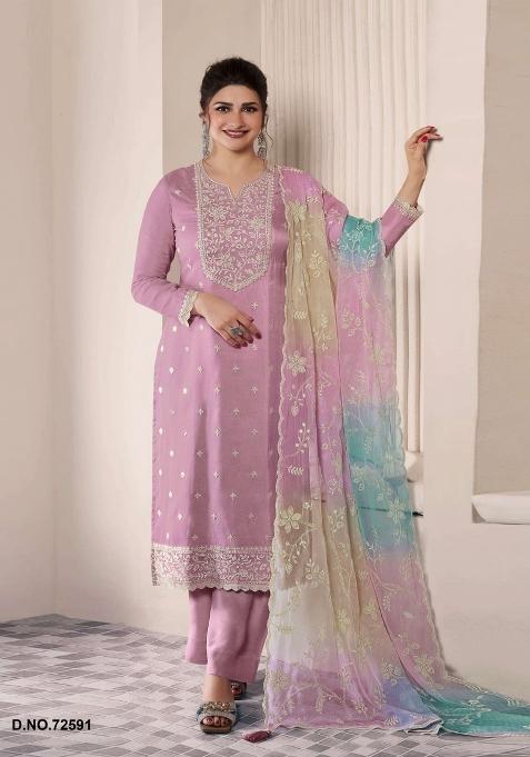 Purple Embroidered Silk Salwar Kameez