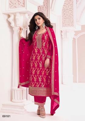 Rani Pink Embroidered Silk Salwar Kameez
