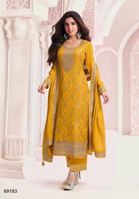 Yellow Embroidered Silk Salwar Kameez