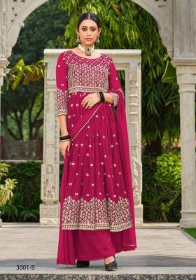 Red Embroidered Georgette Salwar Kameez
