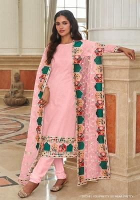 Baby Pink Embroidered Georgette Salwar Kameez