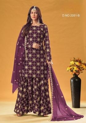Purple Embroidered Georgette Salwar Kameez
