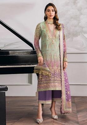 Green Embroidered Georgette Pakistani Suit