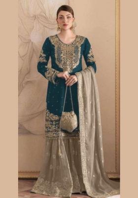 Green Embroidered Georgette Pakistani Suit