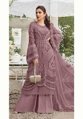 Light Purple Embroidered Georgette Pakistani Suit