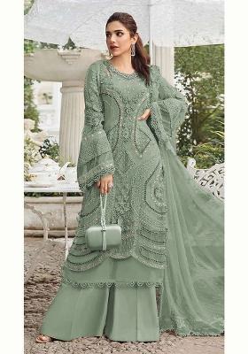 Green Embroidered Georgette Pakistani Suit