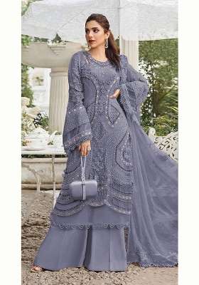 Blue Embroidered Georgette Pakistani Suit