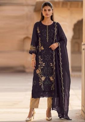 Purple Embroidered Silk Salwar Kameez
