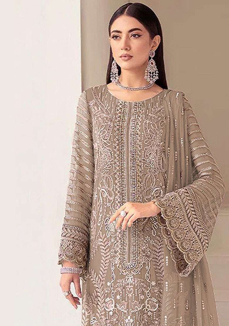 Chiku Embroidered Georgette Pakistani Suit - Indya