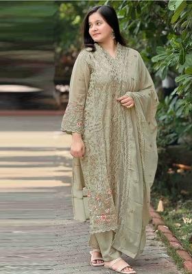 Green Embroidered Georgette Salwar Kameez