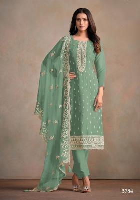 Light Green Embroidered Organza Salwar Kameez