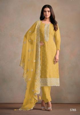 Yellow Embroidered Organza Salwar Kameez