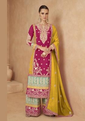 Red Embroidered Silk Salwar Kameez