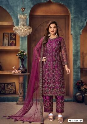 Purple Embroidered Net Salwar Kameez