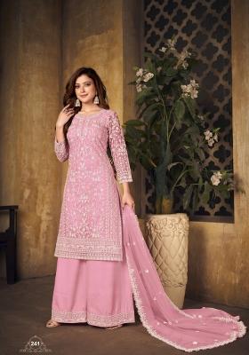Pink Embroidered Net Salwar Kameez