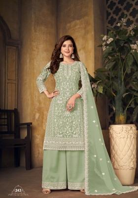 Light Green Embroidered Net Salwar Kameez