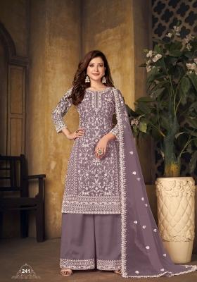Lavender Embroidered Net Salwar Kameez