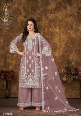 Purple Embroidered Net Salwar Kameez