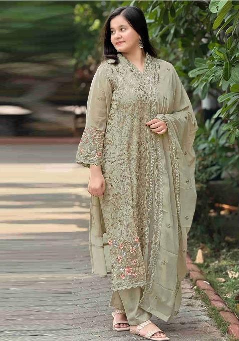 Green Embroidered Georgette Salwar Kameez
