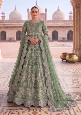 green Zari Work net Salwar Kameez