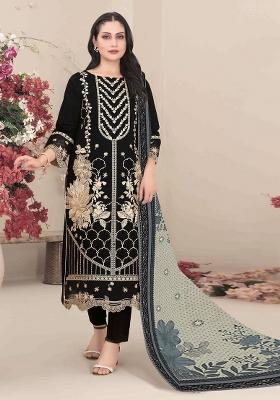 black Zari Work faux georgette Salwar Kameez