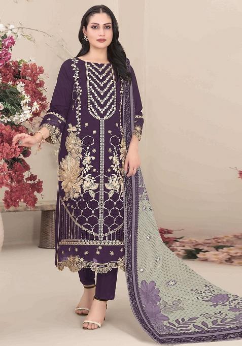 violet Zari Work faux georgette Salwar Kameez