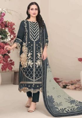 navy blue Zari Work faux georgette Salwar Kameez