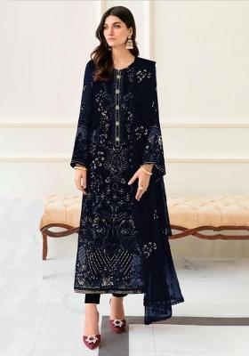 navy blue Zari Work faux georgette Salwar Kameez