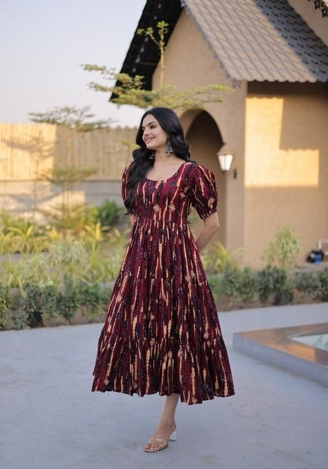 Multicolor Printed Cotton Anarkali