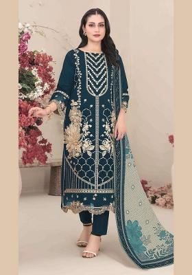 Dark Blue Embroidered Georgette Salwar Kameez