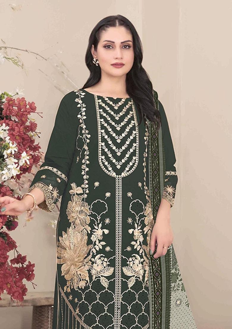 Mehendi Embroidered Georgette Salwar Kameez - Indya