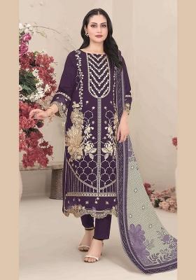 Violet Embroidered Georgette Salwar Kameez