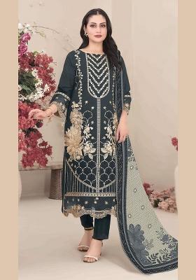 Navy Blue Embroidered Georgette Salwar Kameez