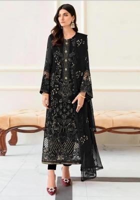 Black Embroidered Georgette Salwar Kameez