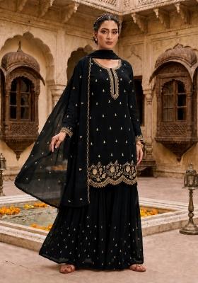 Black Embroidered Georgette Salwar Kameez
