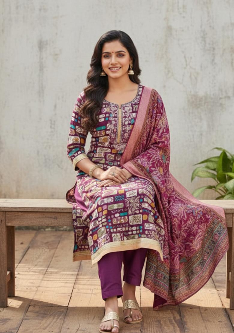 Multicolor Printed Cotton Kurta Set - Indya