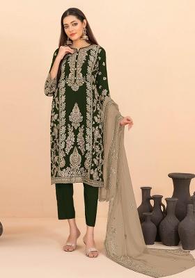 Black Sequins Work Silk Blend Salwar Kameez