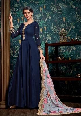 Blue Embroidered Georgette Salwar Kameez